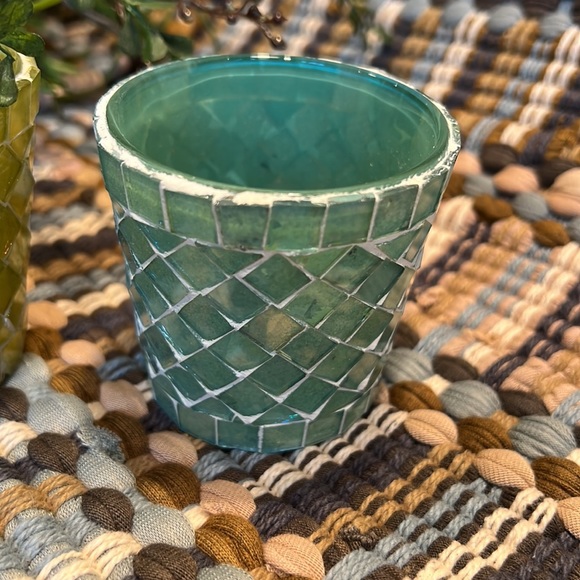 Hallmark Mosaic Candle Holders. Set of 2. Blue & Green New in Box - Picture 6 of 11
